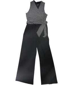 Ralph Lauren Womens Houndstooth Surplice Jumpsuit, Black, 18 - Picture 1 of 1