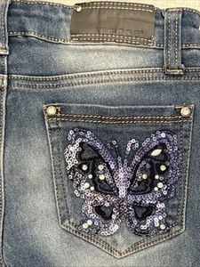 VIGOSS BUTTERFLY JEANS GIRLS SZ 10 KIDS EMBELLISHED RHINESTONE RARE EUC 2015 Y2K - Picture 1 of 20