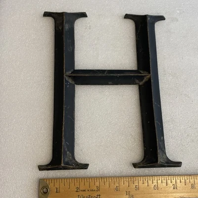 Vintage or Antique Cast Bronze or Brass 9” Letter H Building Marquee Sign - Image 1 of 4