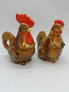 Vintage Keramik Henne und Hahn Milchkännchen und Zucker Salz und Pfefferstreuer Kombination - Bild 1 von 15