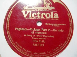 1912 TITTA RUFFO Milan Leoncavallo Pagliacci PROLOGO 2 Un Nido VICTOR 88393 - Picture 1 of 1