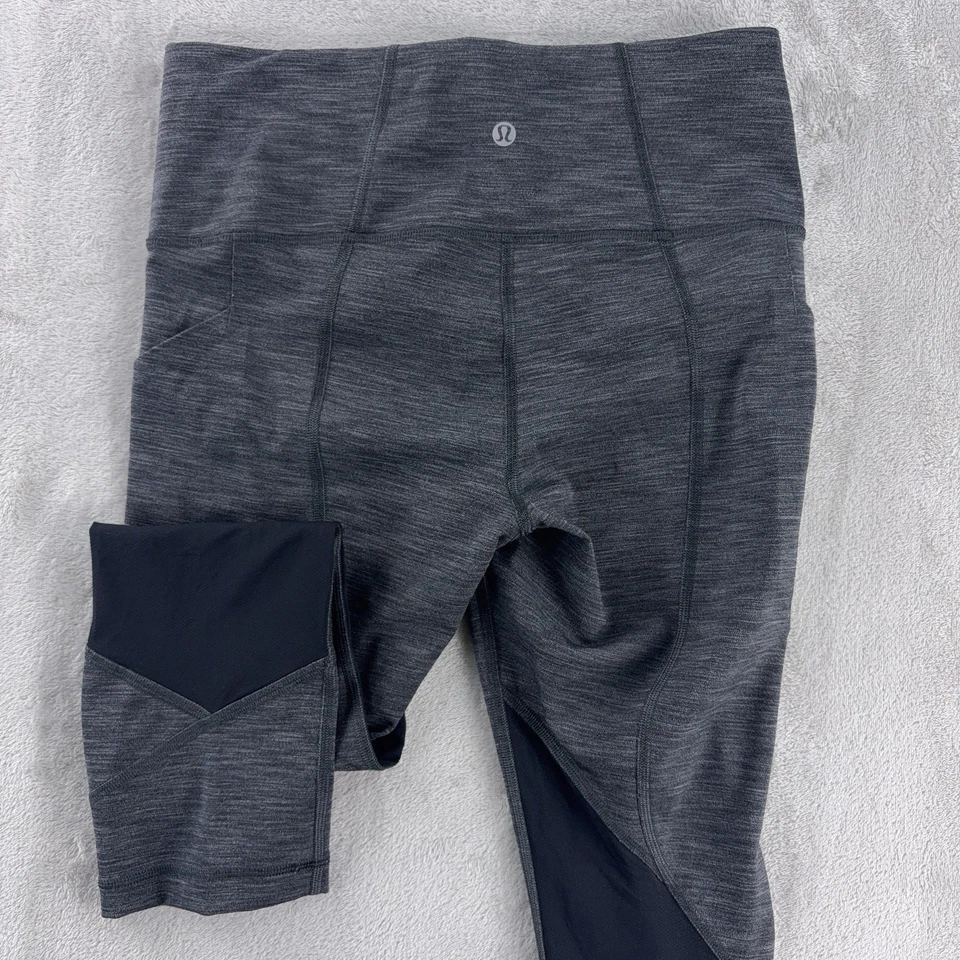 Lululemon Pace Rival Mid Rise Crop Leggings Womens Size 6 Gray Inspire Mesh - Image 1 of 4