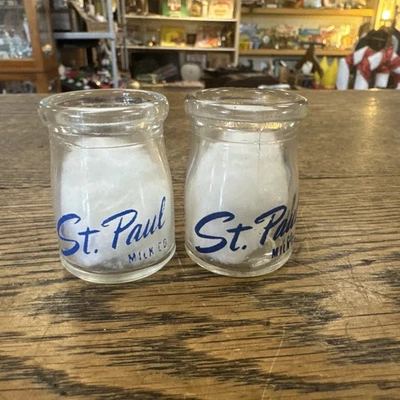 Lot Of 2 St Paul Milk Co. 3/4 Oz. Dairy Milk Creamer Bottles Minnesota MN - Image 1 of 4