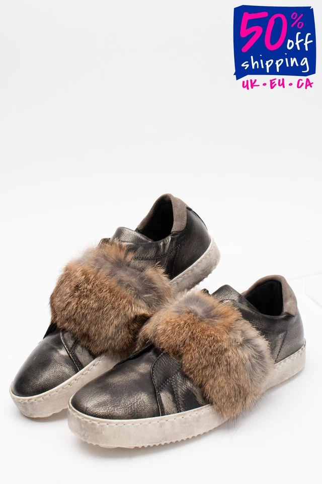 Sneakers OVYE in pelle EU 37 UK 4 US 7 look sporco e indossato metallizzato Made in Italy - Immagine 1 di 4