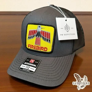 Retro Firebird Vintage Logo 5 Panel Charcoal & Black Richardson 112 Trucker Hat - Picture 1 of 7