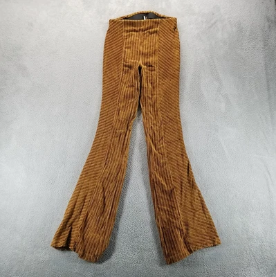 Pantalones Free People Mujer Pequeños Marrón Acampanado Terciopelo Acanalado Tirar de tiro alto Boho Foto 1 de 4