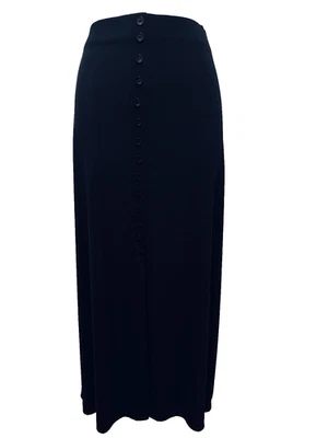 Skirt Womens Large Black Maxi Pull-On Stretch Button Front USA Briggs New York - Image 1 of 4