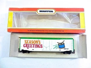 HO Mantua 1980's "Seasons Greetings"  Christmas 50' Plug Door Box Car NEW - Picture 1 of 5