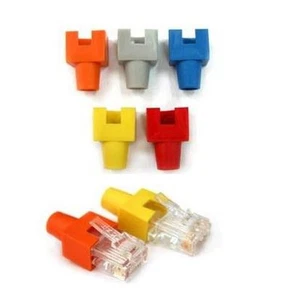 100pcs Yellow Square Boots Cap Plug for RJ45 Cat5 Cat6 Modular Connector Network - Picture 1 of 3