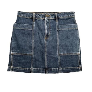 Old Navy Denim Skirt Womens 8 Blue Pockets Stretch Measures W31 Length 17 - Picture 1 of 5