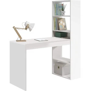 Schreibtisch Büro Schlafzimmer mit REGALEN wendbar WEISS 120X53X144 cm 008314A - Bild 1 von 4