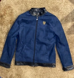 Emporio & Co Blue Suede Armani Italian Jacket Sz L Great Condition! - Picture 1 of 7