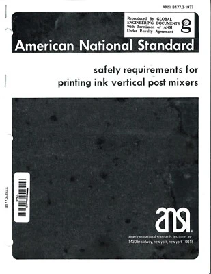 ANSI B177.2-1977 - Safety Requirements for Printing Ink Vertical Post Mixers - Image 1 of 4