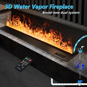 3D Water Vapor Electric Fireplac with Dual-mode Water Supply System,Flame Color - Picture 1 of 63