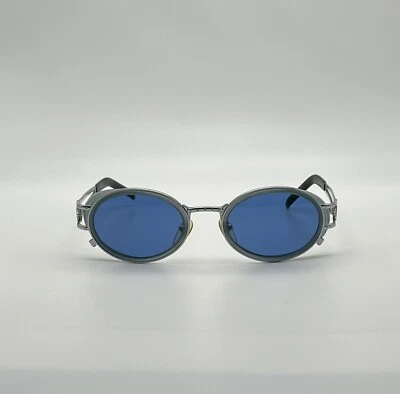 Jean Paul Gaultier 58 6202 Vintage Sunglasses Silver Blue oval unisex - Image 1 of 4