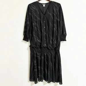 Vintage 80s Tabby Zebra Print Drop Waist Midi Dress Size 20 - Picture 1 of 11