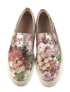 Gucci GG Supreme Monogram Blooms Slip On Low Sneakers Woman Sz 39.5 Pink - Picture 1 of 6