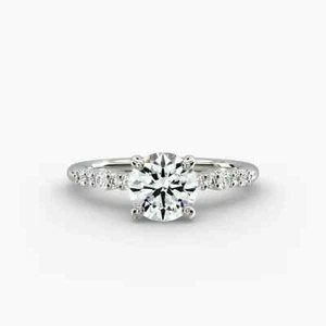 0.96 Ct Round Cut Lab Grown Diamond Women's Wedding Ring Solid 950 Platinum - Picture 1 of 7