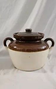 Vintage McCoy Bean Pot con coperchio marrone marrone marrone antiforno doppio manico ceramica USA 343 - Foto 1 di 5