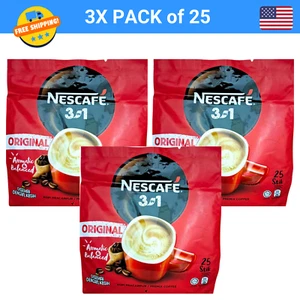 3X Nescafe 3 in 1 Blend & Brew Original Instant Coffee 75 sticks Free Ship USA - Picture 1 of 7