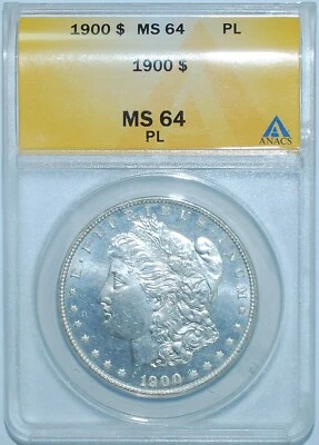1900 P ANACS MS64PL Prooflike Morgan Silver Dollar - Image 1 of 2