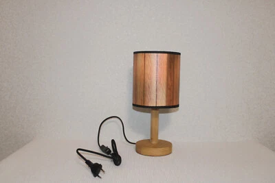 Tischlampe Tischleuchte mit Schalter Nachttischleuchte Holz LED geeignet - Bild 1 von 4