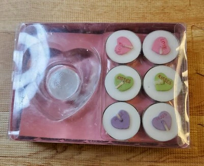 Valentine Tealight Set Candles Candy Hearts Anniversary NEW - Image 1 of 3