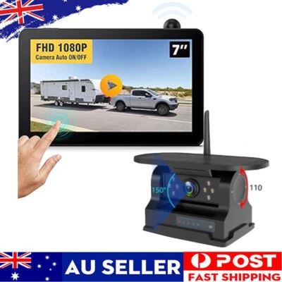 7" DVR Wireless Monitor Magnetic Solar Backup Camera Rear For Caravan Truck RV - image 1 of 4