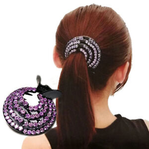 Fashion Ladies Hair Clips Pins Nest Crystal Hairpin Ponytail Hair Bun Holder.BI