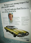 1972 72 Ford Gran TORINO Hardtop large-magazine car ad -"very strong respect"