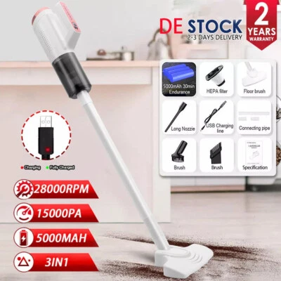 Akku Handstaubsauger 3 in 1 Akku Staubsauger Beutellos Kabellos Vakuum mit Kabel - Bild 1 von 4