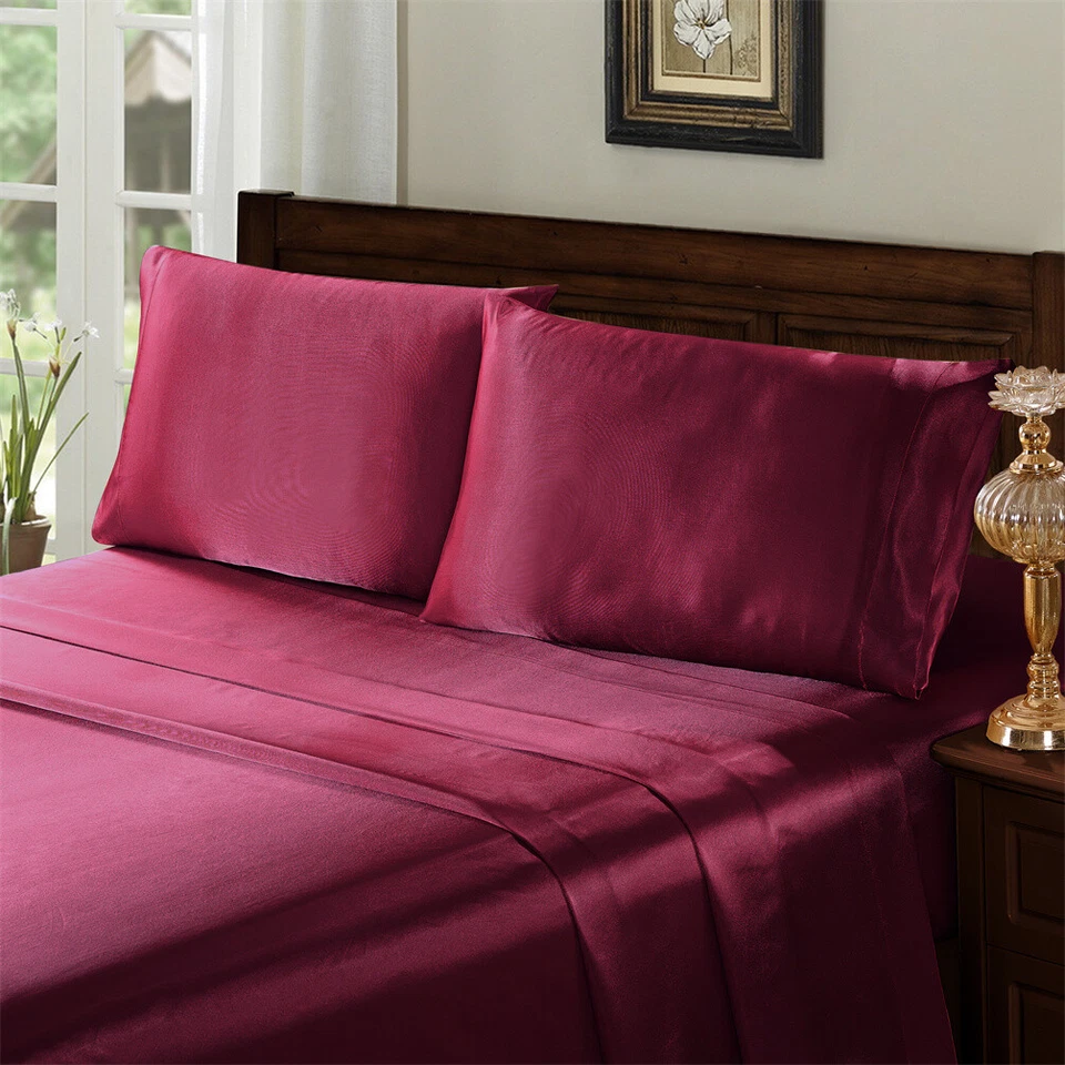 Serenta Luxury Super Soft & Silky 4PC Satin Sheet Set Solid Color Deep Pocket - Image 1 of 4