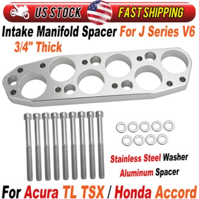 Espaciador colector de admisión Billet serie J V6 3,0 L para Acura TL TSX Accord 3/4" pulgadas Foto 1 de 4