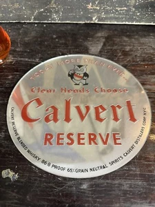 RARE 1950s Calvert Owl Whiskey Sign Bar Mirror Kitchen New York Advertising - Picture 1 of 3