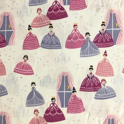 32" Moda Once Upon A Time Princess White Pink Purple Print Hsu Cotton Fabric - Image 1 of 4