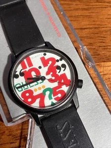 Vintage Guess Watch Unisex Black w 1980s Logo Dial Retro Works New Battery 1987 - Picture 1 of 11
