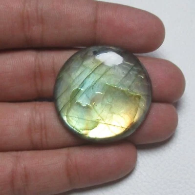 Natural Labradorite Cabochon Round 72.95 Ct Flat back Loose Gemstone H 8544 - Image 1 of 4