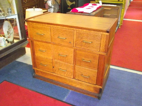 1914 Quartersawn Oak BARRISTER Card Catalog Apothecary Industrial File Cabinet Cover