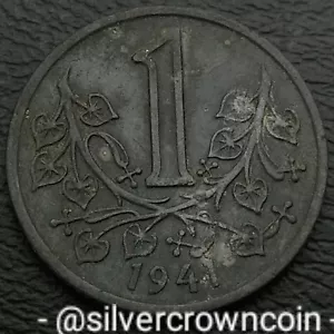 Bohemia & Moravia Czech German Occup. 1 Koruna 1941. KM#4. Zinc 1$ coin. WWII. S - Picture 1 of 7