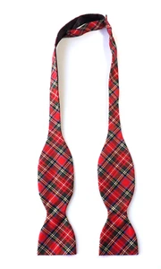 Retro TIE RACK Pure SILK Bow Tie Self Tie Red Royal Stuart Stewart Tartan - Picture 1 of 9