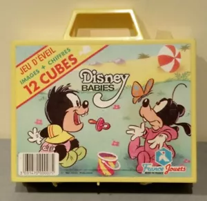 Box 12 Cubes Disney Babies 80's France Jouets Vintage (Wear and Tear Box Hs) - Picture 1 of 9