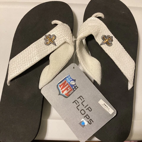 New Orleans Saints NFL  Big Logo Flip Flops Sandals Slippers small 7-8 Cover