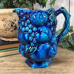 Vintage Inarco Mood Indigo Blue Fruit 6.5” Pitcher, E-2429 - Picture 1 of 9