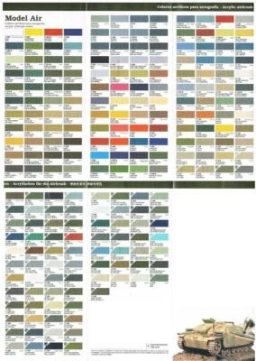 Vallejo Model Air Flyer Farbtabelle Prospekt Farbenübersicht Vergleichstabelle