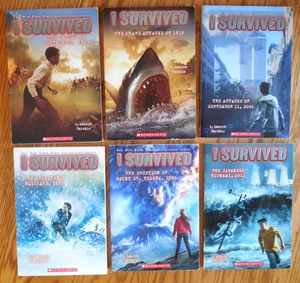 Lot of 6 Scholastic "I Survived" Books:  Gettysburg*Shark*Tsunami*St. Helens* - Picture 1 of 3