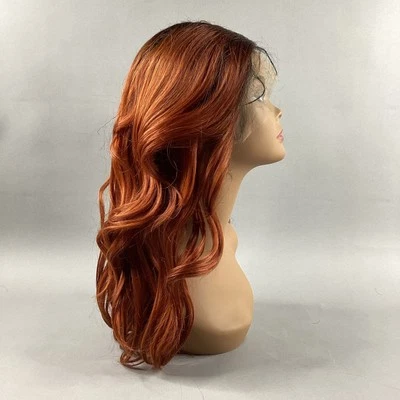 Peluca Natalia #DR Cobre Naranja Larga Ondulada Derretida Frente de Encaje Sintético Foto 1 de 4