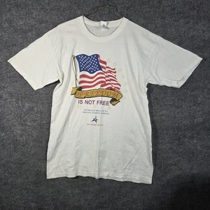 Camicia Vintage Gildan Freedom Is Not Free Uomo Grande Bianca Bandiera Americana USA - Foto 1 di 10