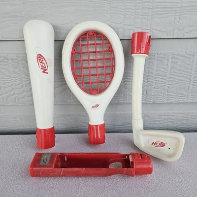 Nintendo Wii Nerf Sports Accessories Pack Baseball Bat Tennis Racket Golf Club - Image 1 of 4