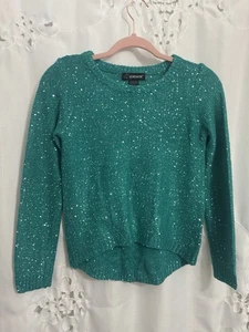 Very Fun, Eye Catching, Turquoise, With Silver Sequins, Jordache Brand Sweater. - Picture 1 of 7