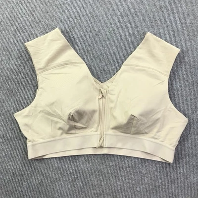 Tommie Copper Sports Bra Womens 3XL Beige Front Zip Compression Copper Znergy - Image 1 of 4